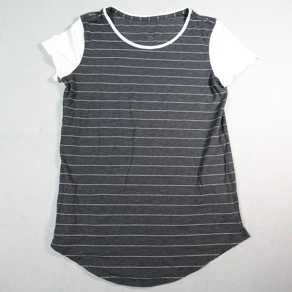 Lululemon Ringer T-Shirt Womens S Black Striped Short Sleeve Relaxed Yoga Top